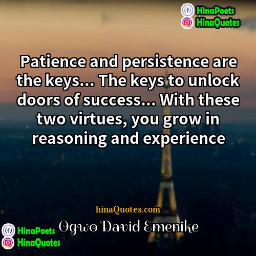 Ogwo David Emenike Quotes | Patience and persistence are the keys... The